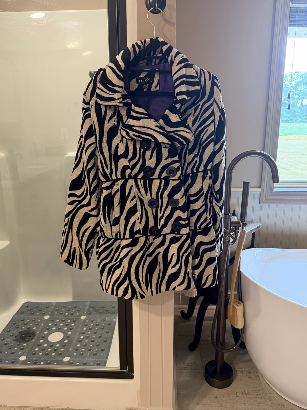 Black and White Zebra Print Peacoat